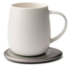 White Ceramic Mug with Silver Base